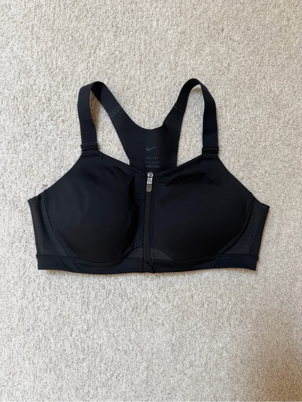 Nike Black Front-Zip Racerback Sports Bra